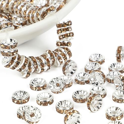 100/200 Stück 4/6/8/10 mm Kupfer Kristallperlen Strass Rondelle Abstandsperlen für die Schmuckherstellung Armband Halskette DIY Zubehör von HOCEDO