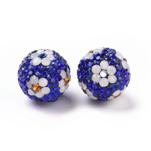 30 Stück runde Strass-Pavillon-Perlen mit Blumen-Motiv aus Polymer-Ton für die Schmuckherstellung, Armbänder, Ohrringe, DIY-Zubehör von HOCEDO