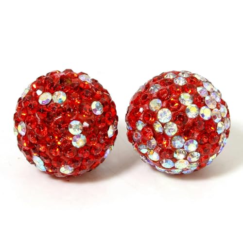 50 Stück 16 mm Polymer Clay Perlen, mehrfarbig, rund, klare Strass-Abstandshalterperlen für die DIY-Schmuckherstellung, Halsketten, Armbänder von HOCEDO