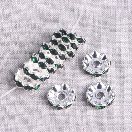 Flache, runde Perlen aus Kristallglas, 5 mm, 6 mm, 8 mm, 10 mm, 12 mm, Strasssteine ​​und lose Metallperlen für die Schmuckherstellung, DIY-Bastelarbeiten, 200 Stück von HOCEDO