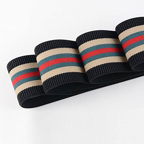 HOCEDO 2/5M 6cm Bekleidungszubehör Farbe schwarz-weiß gestreift elastische Bandbreite dekorativer Bund Dickes Gummiband von HOCEDO