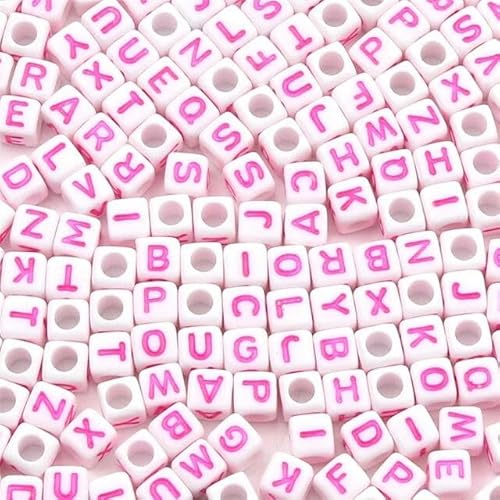 HOCEDO 200-1000 stücke 6 * 6mm Gemischte Buchstaben Acryl Perlen Platz Lose Alphabet Perlen Für Schmuck Machen DIY handgemachte Armband Halskette Zubehör von HOCEDO