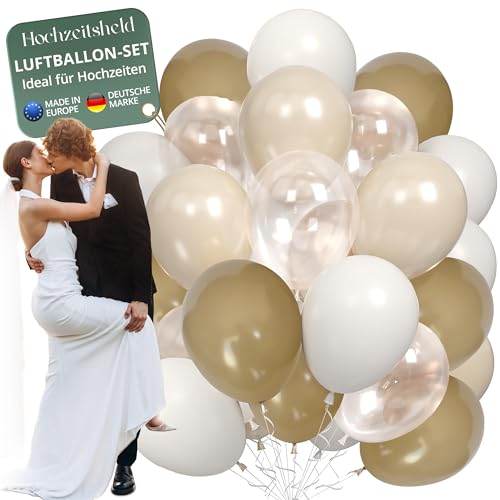 Hochzeitsheld® Luftballons Hochzeit Beige 100 Stück - 100% Made in EU aus biologisch abbaubaren Kautschuklatex - Helium Ballons Hochzeit, Luftballon Hochzeit, Hochzeit Luftballons, Hochzeitsballons von HOCHZEITSHELD