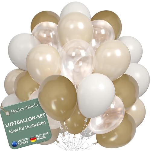 Hochzeitsheld® Luftballons Hochzeit Beige - 100% Made in EU aus biologisch abbaubaren Kautschuklatex - Helium Ballons Hochzeit, Luftballon Hochzeit, Hochzeit Luftballons, Hochzeitsballons von HOCHZEITSHELD