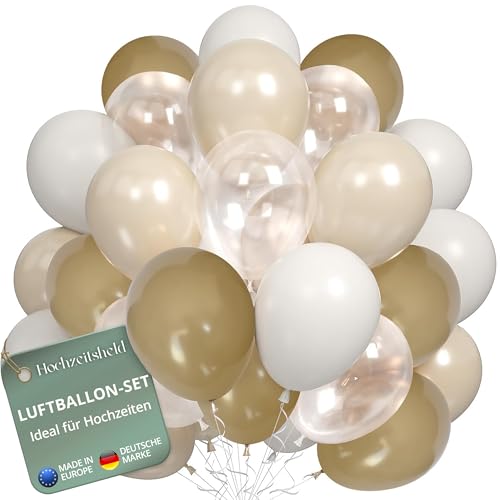 Hochzeitsheld® Luftballons Hochzeit Beige 50 Stück - 100% Made in EU aus biologisch abbaubaren Kautschuklatex - Helium Ballons Hochzeit, Luftballon Hochzeit, Hochzeit Luftballons, Hochzeitsballons von HOCHZEITSHELD