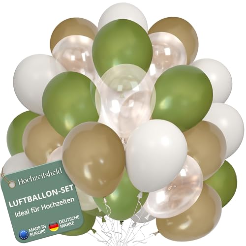 Hochzeitsheld® Luftballons Hochzeit Grün 100 Stück - 100% Made in EU aus biologisch abbaubaren Kautschuklatex - Helium Ballons Hochzeit, Luftballon Hochzeit, Hochzeit Luftballons, Hochzeitsballons von HOCHZEITSHELD