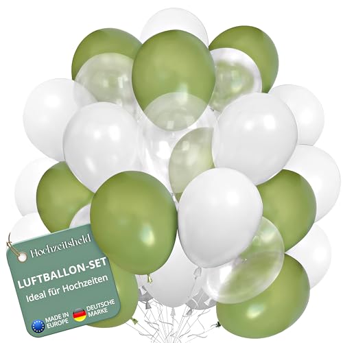 Hochzeitsheld® Grüne Luftballons Hochzeit 25 Stück - 100% Made in EU aus biologisch abbaubaren Kautschuklatex - Helium Ballons Hochzeit, Luftballon Hochzeit, Hochzeit Luftballons, Hochzeitsballons von HOCHZEITSHELD