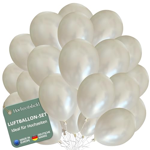 Hochzeitsheld® Perlweiße Luftballons Hochzeit 50 Stück - 100% Made in EU aus biologisch abbaubaren Kautschuklatex - Helium Ballons Hochzeit, Luftballon Hochzeit, Hochzeit Luftballons, Hochzeitsballons von HOCHZEITSHELD