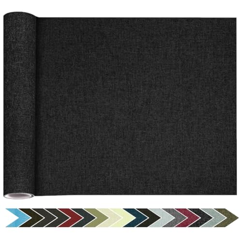 Flicken Selbstklebend Stoff, Leinen Reparatur Patches, Stoffe Reparatur, 30 x 120 cm Leinenstoff Patches Selbstklebend für Sofa, Bürostuhl, Autositze, Kopfteile, Vorhang - Schwarz von HOCOXW