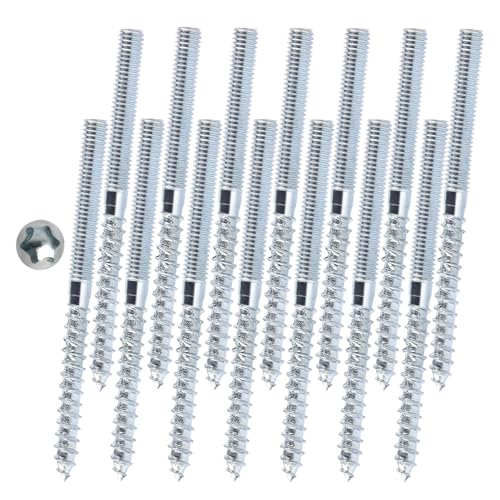 14 Stück Stockschrauben M6, Stockschrauben Verzinkte, Doppelgewinde Stockschrauben M6, Stockschraube mit Maschinengewinde für Holzschrauben, Metallbüge, Möbelbeine, M6 x 80 mm mit Torx-Antrieb von HOCUCHELAND