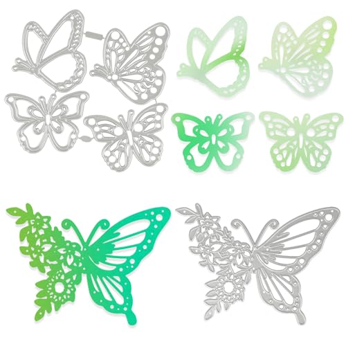 5 Stück Schmetterling Stanzformen, Schmetterlings Metall-Stanzformen Metall Prägeschablonen, 3D Metall Stamping Schablone, Stanzschablonen Schmetterling für DIY, Scrapbooking, Kartenherstellung von HOCUCHELAND