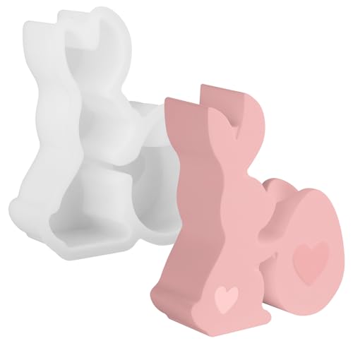 Osterhase Silikonform, 3D Silikonformen Gießformen Ostern Kerzenhalter, Leicht Zu Entformen Silikonform Ostern DIY Gießform Ostern, Silikonform Hase für Sojawachs Kerzen Seife Gips Handwerk (Osterei) von HOCUCHELAND