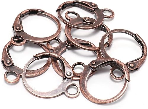 20 Stück Stahl-Ohrringhaken mit Draht-Einstellungen, Basis-Creolen mit offener Schlaufe für Männer und Frauen, für DIY-Schmuckherstellung (14 x 12 mm) (rot) von HODASHI