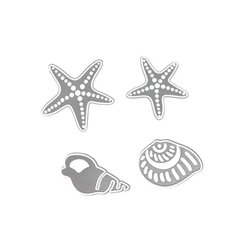 Metall-Stanzformen, 4 x 3,9 cm, Seestern, Muscheln, Scrapbooking, Basteln, Heimdekoration, 4 Stück Metall-Stanzformen, 4 x 3,9 cm, Seestern, Muscheln, Scrapbooking, Basteln, Heimdekoration, 4 Stück von HOFALUYUSUN