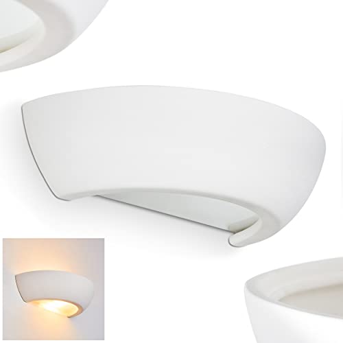 Wandlampe Castiglione aus Keramik in Weiß, Wandleuchte mit Up & Down-Effekt, 1 x E27 - Fassung, Innenwandleuchte mit handelsüblichen Farben bemalbar, ohne Leuchtmittel von HOFSTEIN