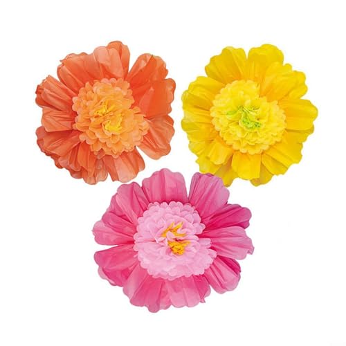 HOHOVYVY 3 Stück Krepppapier Blumen, Seidenpapier Pompons Deko, 60 Cm Große Papierblumen Für Riesige Fiesta Crepe Papier Blumen Für Hochzeit, Geburtstag,Outdoor Garten Party Deco von HOHOVYVY