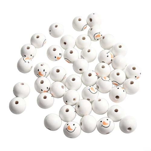 HOHOVYVY holzperlen,häkelperlen,100pcs 20mm Snowman Wooden Beads Christmas Theme Decoration Diy Jewelry Making(Snowman face) von HOHOVYVY