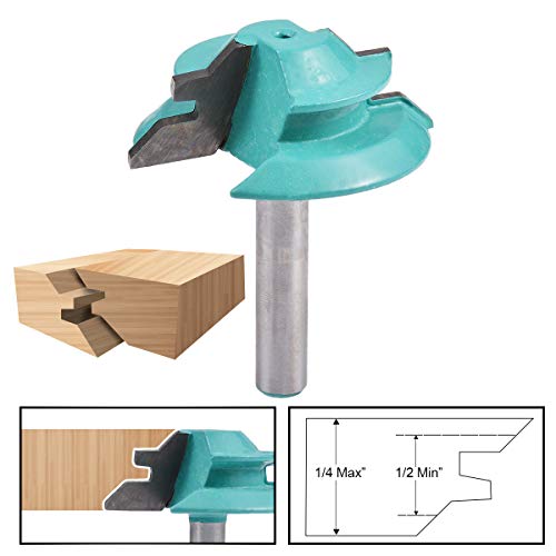 HOHXEN 45 ° Lock Gehrungsfräser, 1-1/2 '' Durchmesser 1/4 '' Schaftfräser Nutfräser für die Holzbearbeitung (grün) von HOHXEN