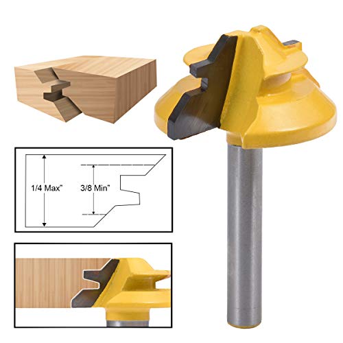 HOHXEN 45 ° Lock Gehrungsfräser, 1-3/8 '' Durchmesser 1/4 '' Schaftfräser Nutenfräser für die Holzbearbeitung von HOHXEN