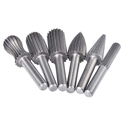 HOHXEN 6 Stück Hartmetall Frässtifte Set 6mm Schaft, 1/4'' Schaft Wolframcarbid fräser Hartmetall Rotary Frässet Frässtifte für Schneidschleifer, Metallschnitzen, Polieren, Gravieren, Bohren von HOHXEN