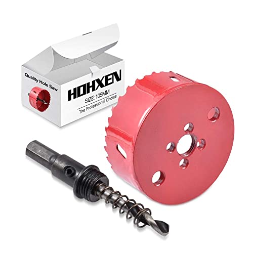 HOHXEN Bimetall lochsäge 105mm Rot,M42 HSS lochschneider fuer Metall,für Holz Aluminium Eisenblech Rohr Kunststoff von HOHXEN