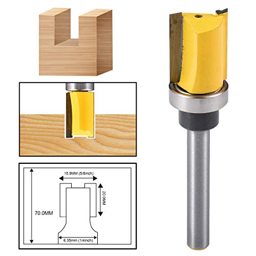 HOHXEN Unterputzfräser, oberer Lagerbohrer Holzbearbeitungsfräser,Flush Trim Router Bit 1/4 "Schaft 5/8 '' Breite, oberes Lager Bit Holzbearbeitungsfräser von HOHXEN