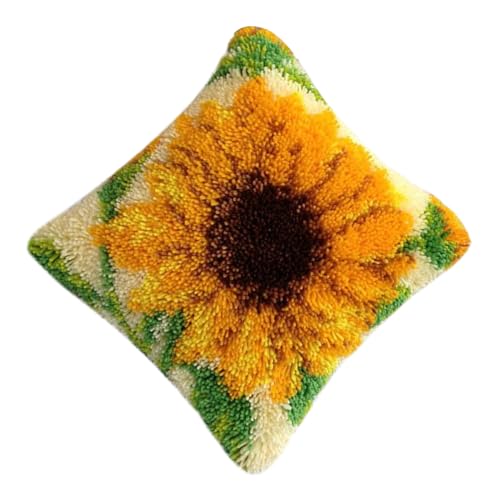 HOJIOESRD Avidong Sonnenblumen Kissen Knüpfset, Heimdekoration, Knüpfkissen Set aus Polyester für Erwachsene, Knüpfkissen, A von HOJIOESRD