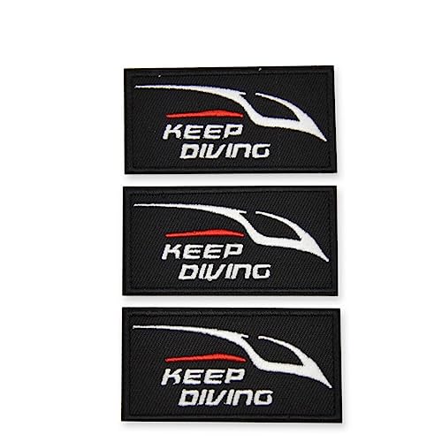 HOJIOESRD Keep Diving 3 Stück Aufbügler zum Aufbügeln Kleidung Patch Spearfishing Stickerei Aufkleber Heat Transfer Diver Repair Kit, 3 Stück Schwarz von HOJIOESRD