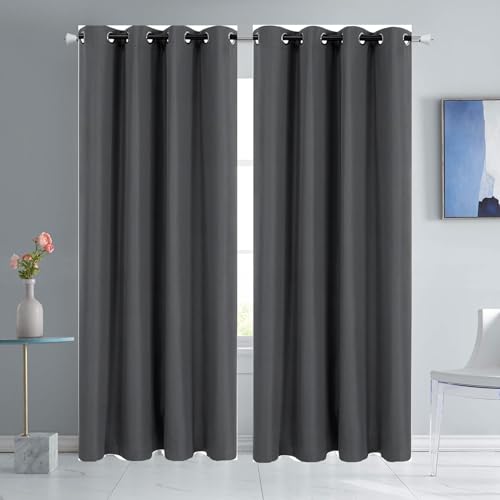 HOKXUAN Gardinen Blickdichte 130 x 130 cm Thermo Vorhang Kälteschutz Blackout Blackout Curtain Verdunkelung 2Er Set für Wohnzimmer Kinderzimmer, Dunkelgrau von HOKXUAN