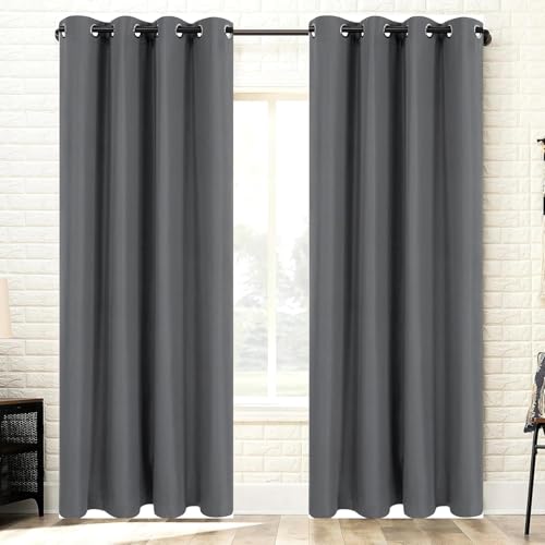 HOKXUAN Gardinen Blickdichte 150 x 85 cm Thermo Vorhang Kälteschutz Blackout Blackout Curtain Verdunkelung 2Er Set für Wohnzimmer Kinderzimmer, Dunkelgrau von HOKXUAN