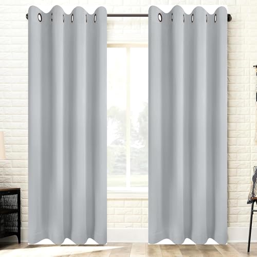 HOKXUAN Gardinen Blickdichte 170 x 120 cm Dicker Stoff Thermovorhänge Gegen Kälte Blackout Curtain Wohnzimmer Gardinen 2Er Set für Wohnzimmer Kinderzimmer, Weiß von HOKXUAN