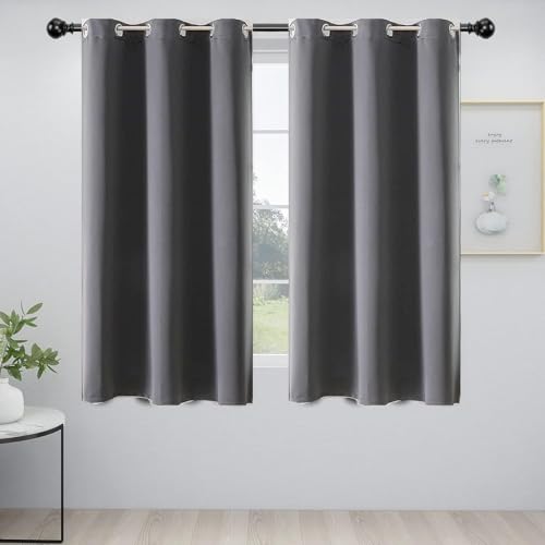 HOKXUAN Gardinen Blickdichte 230 x 220 cm Dicker Stoff Thermovorhänge Gegen Kälte Modern Ösenvorhang Schlaufengardinen 2Er Set für Wohnzimmer Kinderzimmer, Hellgrau von HOKXUAN