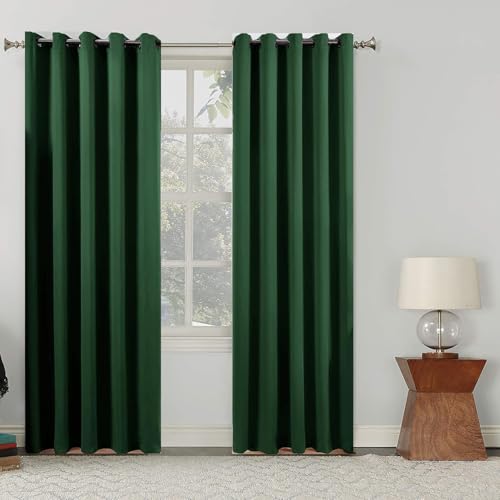 HOKXUAN Gardinen Blickdichte 80 x 95 cm Dicker Stoff Thermovorhänge Gegen Kälte Blackout Curtains for Bedroom 2Er Set für Wohnzimmer Kinderzimmer, Dunkelgrün von HOKXUAN