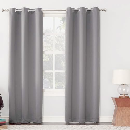 HOKXUAN Thermovorhang mit Ösen 220 x 230 cm Dicker Stoff Thermovorhänge Gegen Kälte 2Er Set Gardinen Vorhang Modern Blackout Curtain 2Er Set für Wohnzimmer Kinderzimmer, Hellgrau von HOKXUAN