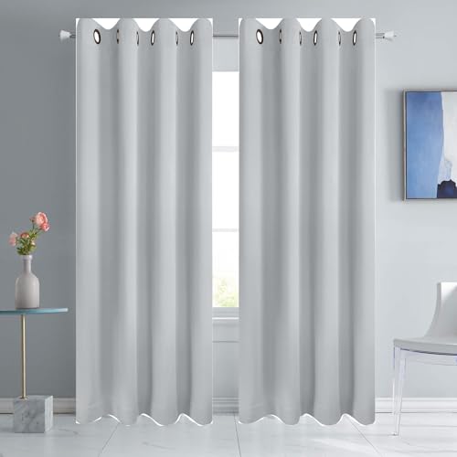 HOKXUAN Verdunklungsvorhänge 120 x 150 cm Thermo Vorhang Kälteschutz Blackout Vorhänge Schlafzimmer 2Er Set für Schiene Blackout Curtains, Weiß von HOKXUAN