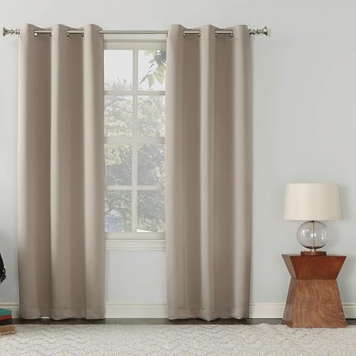 HOKXUAN Verdunklungsvorhänge 150 x 240 cm Dicker Stoff Thermovorhänge Gegen Kälte Vorhänge Blickdicht mit Ösen 2Er Set für Schlafzimmer Wohnzimmer, Beige von HOKXUAN