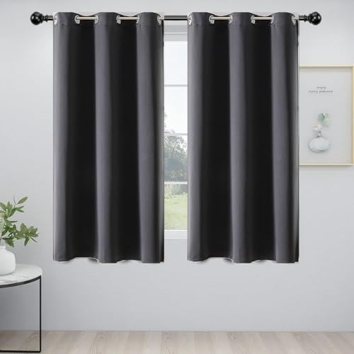 HOKXUAN Verdunklungsvorhänge 2Er Set 250 x 240 cm Dicker Stoff Thermovorhänge Gegen Kälte Modern Gardinen Wohnzimmer Schlafzimmer Gardinen 2Er Set für Wohnzimmer Kinderzimmer, Dunkelgrau von HOKXUAN