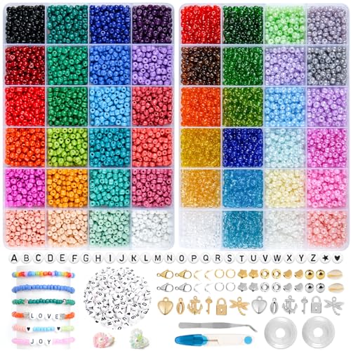 HOLDLEAF 4mm Perlen für Armbänder，Armband Perlen Set，Armbänder Selber Machen mit Glasperlen，Perlen zum Auffädeln mit 300 Buchstabenperlen,Beads for Jewellery Making für DIY Armband Ohrringe von HOLDLEAF