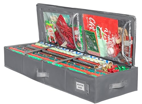 Geschenkpapier-Aufbewahrungsbehälter – passend für bis zu 27 Rollen mit 3,5 cm Durchmesser. Unterbett-Geschenkpapier-Organizer-Taschen, Geschenkpapierrollen, Band, Schleifen – unter dem Bett, von HOLDN’ STORAGE