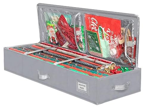 Geschenkpapier-Aufbewahrungsbehälter – passend für bis zu 27 Rollen mit 3,5 cm Durchmesser. Unterbett-Geschenkpapier-Organizer-Taschen, Geschenkpapierrollen, Band, Schleifen – unter dem Bett, von HOLDN’ STORAGE