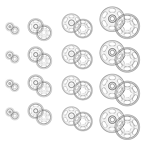 Kunststoff Knopf Hemd Aufnähen Knöpfe Klar Verschluss Annähen Unsichtbare für DIY Kleidung Nähen Handtasche Handwek Zubehör 100 Paare 7, 13, 15, 20mm von HOLEMZ