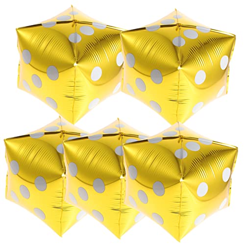 5St Würfel wand polsterung deckenverkleidung spilzeug wasserballons Feierlichkeiten Aluminiumballon aufblasbares Spielzeug Luftballons aus Aluminiumfolie -Ballons Golden HOLIDYOYO von HOLIDYOYO