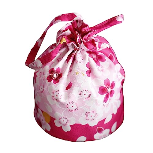 HOLIDYOYO 1 PC Rose Pink Cherry Pattern Muster - kordeltasche Im Japanischen Stil Tragbare Kordelzug - tasche Geldbörse Kosmetiktasche Für Damen Dame von HOLIDYOYO