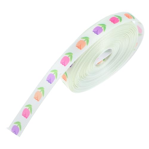 HOLIDYOYO 1 Roll Osterband Ostern Eier Karotten Tulpen Band Süßes Pastellfeenfarbe Für Handwerk Kranz Verpackung Osterkorbendekoration von HOLIDYOYO