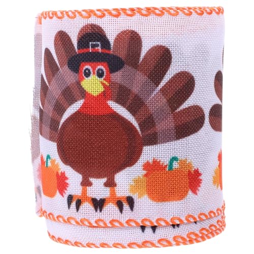 HOLIDYOYO 1 Rolle Herbst-Sackleinenband 2. 5 Zoll Breites Ernteband Mit Kürbismuster Thanksgiving-Thema Bastelband Rustikales Herbst-Ernteband Zum Verpacken Und Herstellen Von von HOLIDYOYO