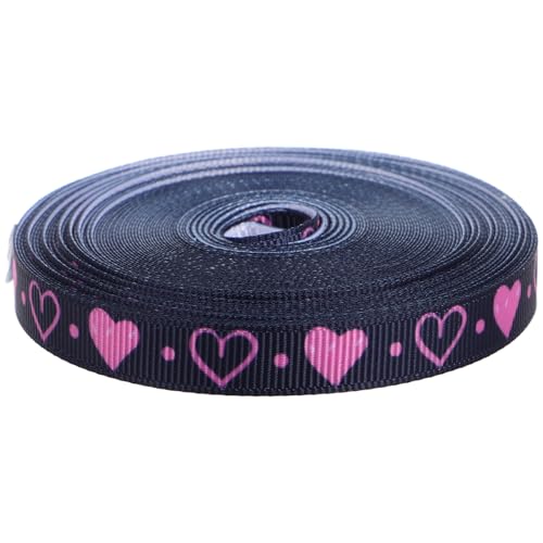 HOLIDYOYO 1 Rolle Valentinstag-Band Herzband Muttertag Party Abschlussfeier Hochzeit Stoff-Bastelband Für Valentinstag Bastelverpackung Schwarz 10 Yards von HOLIDYOYO