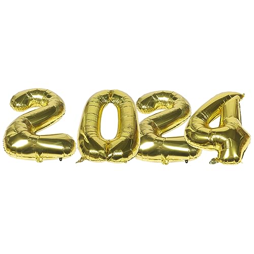 HOLIDYOYO 1 Satz 2024 2024 Aluminiumfolienballon große 2024 Luftballons 2024 Neujahrspartyzubehör hochzeitsdeko hochzeits dekoration balongas Dekorative Luftballons Ballonnummern 2024 Golden von HOLIDYOYO