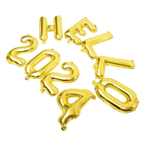 HOLIDYOYO 1 Satz 2024 Partyballons 2024 Nummernballons Dekoration Ballonbogen-Kit Helium Girlande happy new year prosit neujahr Ballon für das neue Jahr Folienballons Aluminiumfolie Golden von HOLIDYOYO