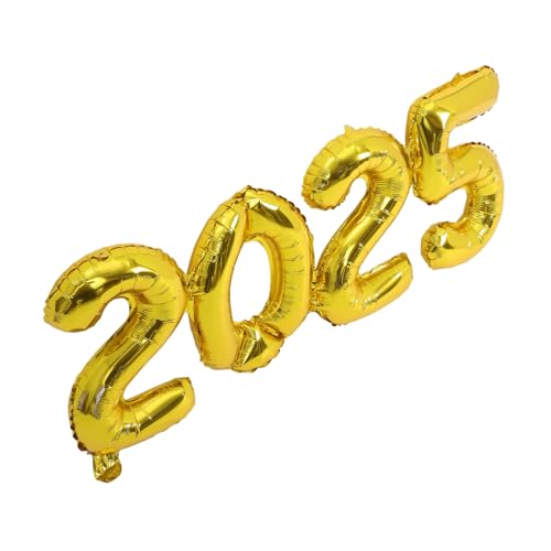 HOLIDYOYO Set mit 2025 Zahlenballons Aus Aluminiumfolie Goldener Karton Glückwunschballons für Absolventen und Silvester von HOLIDYOYO