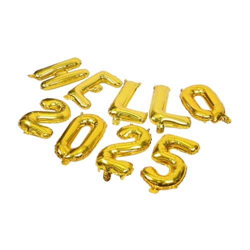 HOLIDYOYO HELLO 2025 Folienballons Set Goldene Zahlenballons Für Neujahrsfeier Dekorative Ballons Für Partys Und Feiern Hochwertige Luftballons Für Festliche Anlässe von HOLIDYOYO